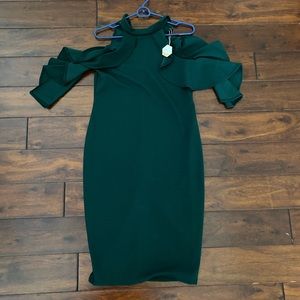 Pink Blush Maternity Fitted Cold Shoulder Dress